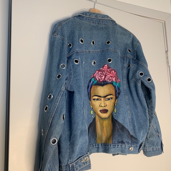 Hand painted Frida Kahlo denim jacket - Picture 1 of 7